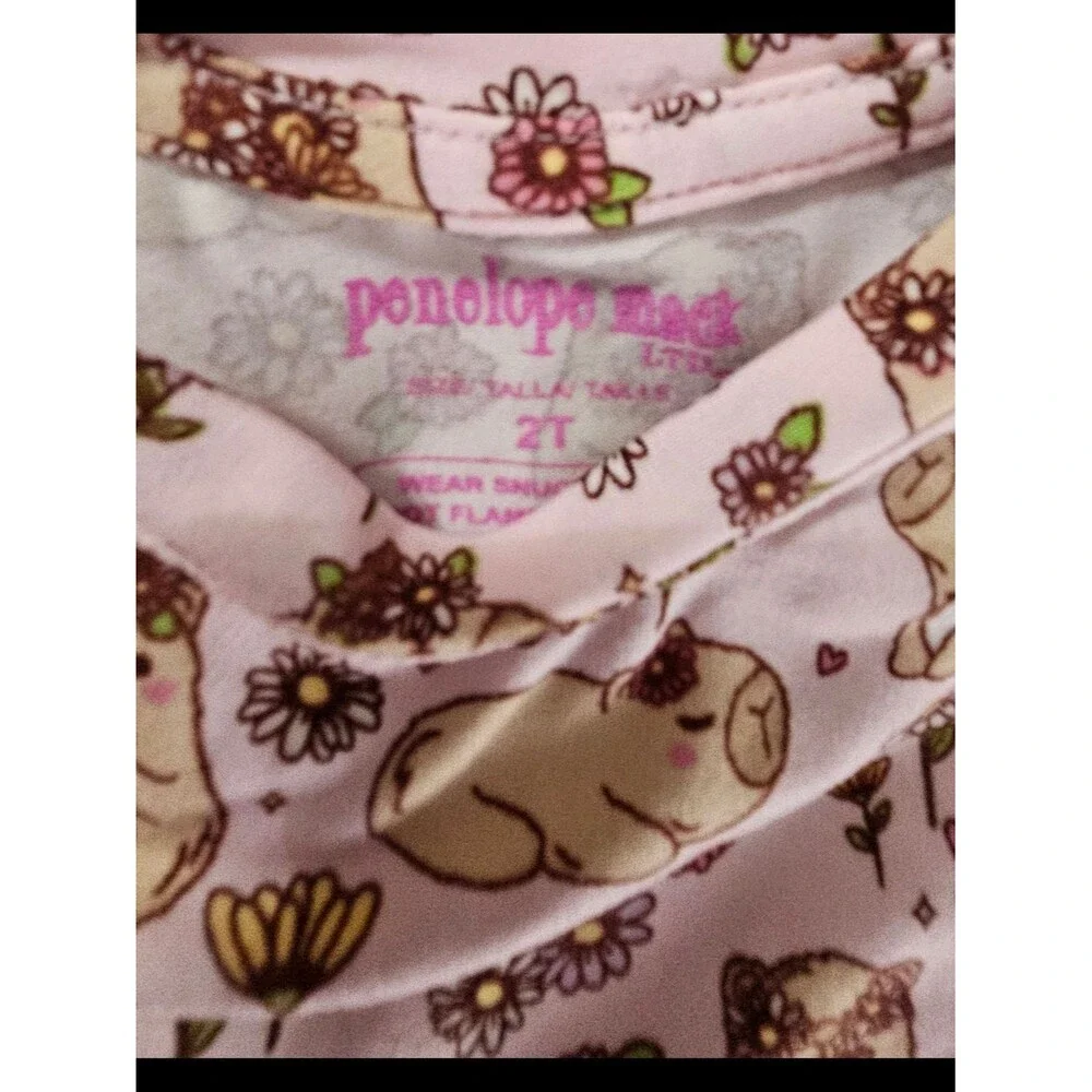 Penelope Mack,  pink capybaras and floral Pjs
